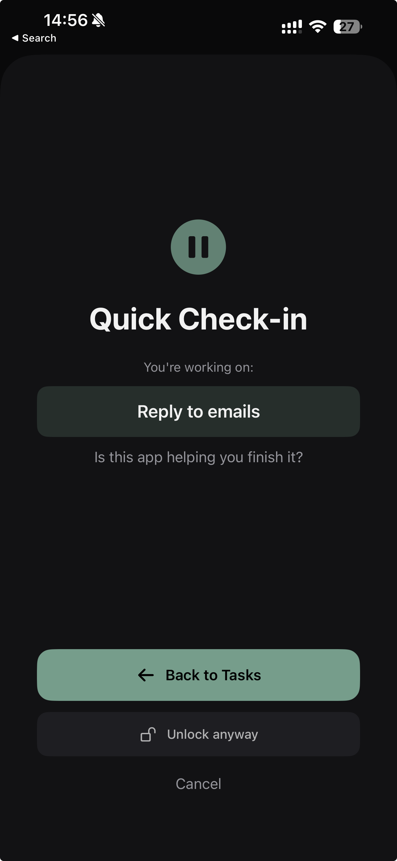 Quick Check-in Screen